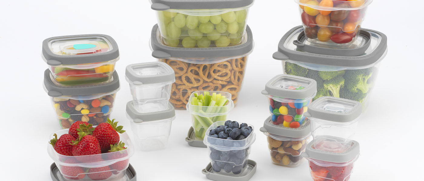 Stacking Food Storage Container Set, 10-Piece, Teal Lids