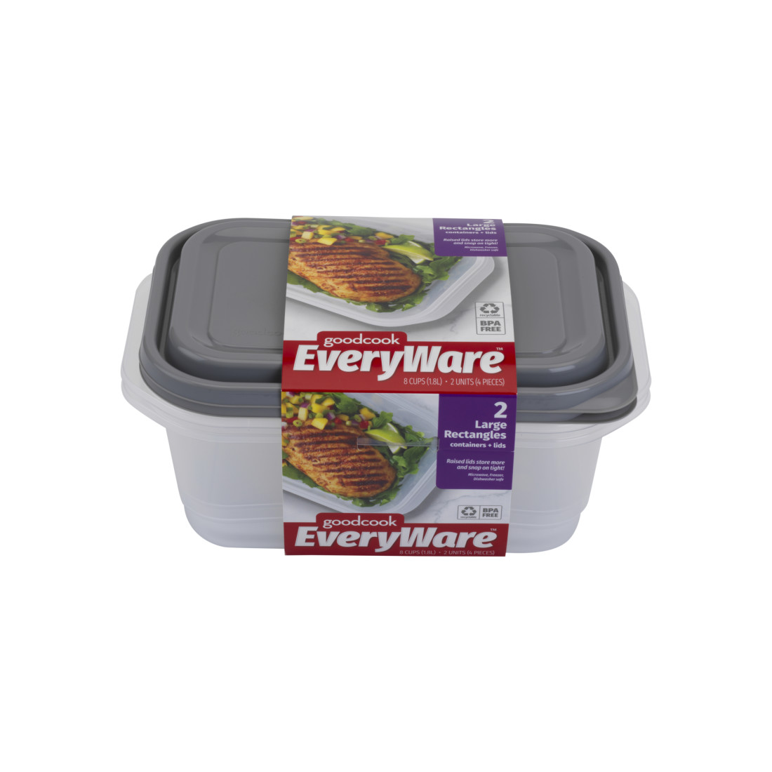 8-Cup Food Container, large rectangle, 2-Piece Set - GoodCook