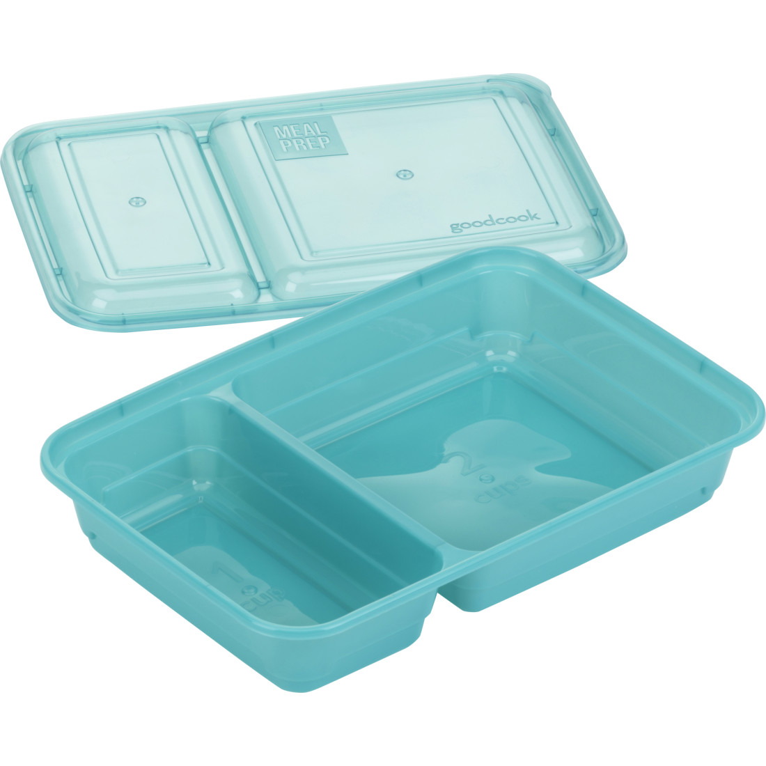 Good Cook Meal Prep, 2 Compartment BPA Free,  Microwavable/Dishwasher/Freezer Safe, Teal