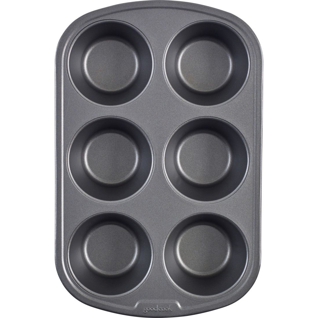 Sturdy Metal Handle Non-Stick 6 Cup Large Premium Silicone Muffin Pan & Cupcake Maker - Top Standard Size (Half of Texas Jumbo) Patented Reinforced