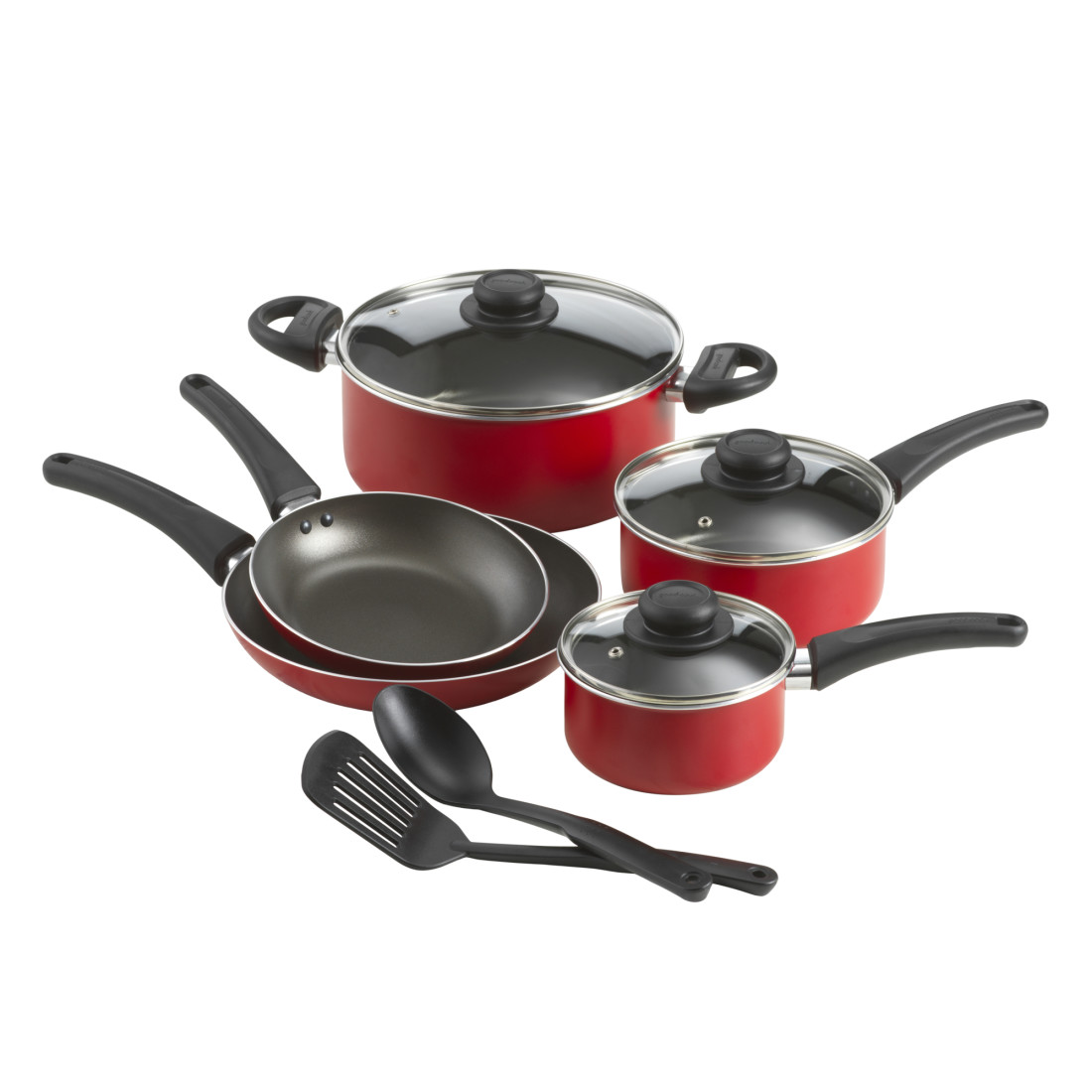 Farberware Aluminum 12 Piece Nonstick Cookware Set, Black