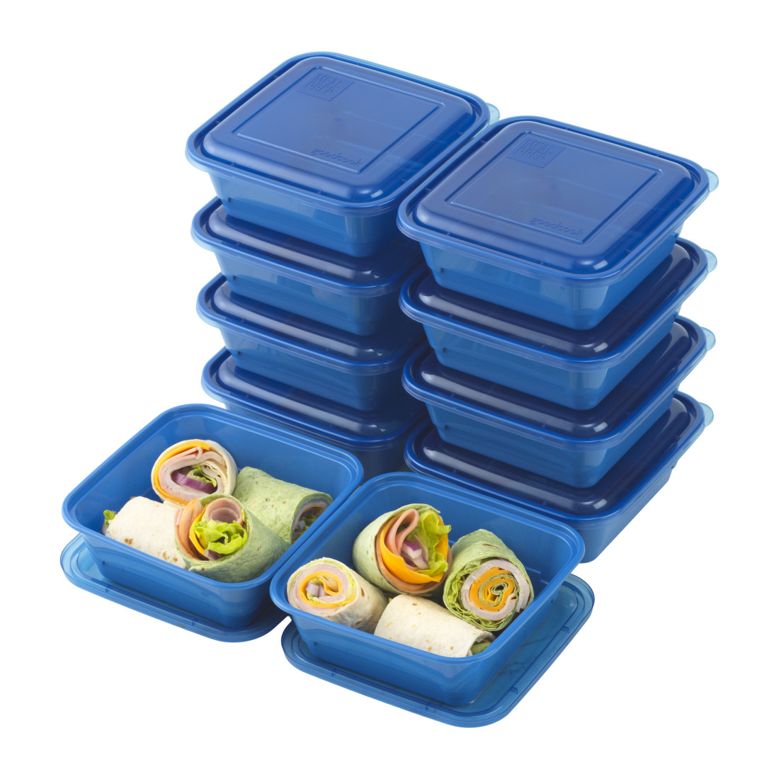 GoodCook Meal Prep 3 Cup Square 10 units, Blue, BPA Free - GoodCook