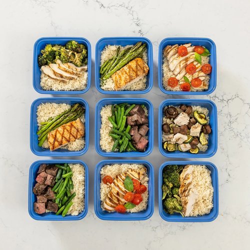 blue meal prep containers